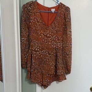 LeLis Collection Rust Floral V-Neck Romper